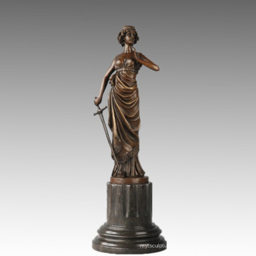 Myth Bronze Sculpture Epée Goddess Decor Craft Statue en laiton TPE-690